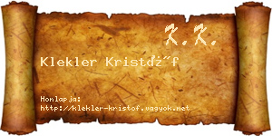 Klekler Kristóf névjegykártya